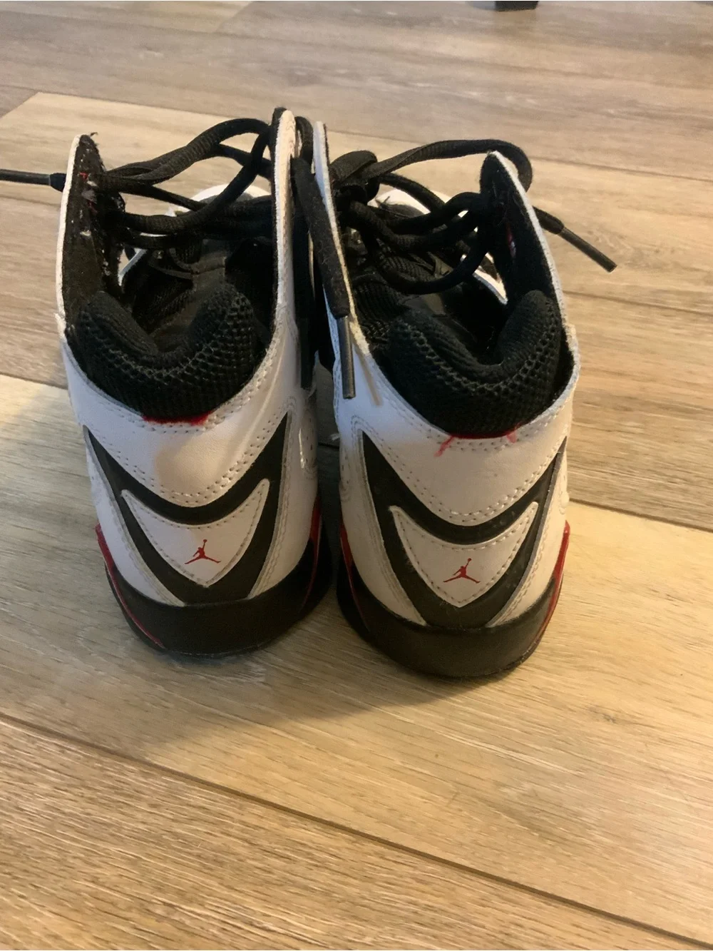 Jordan Kids White/Black/Red High-Top Sneakers